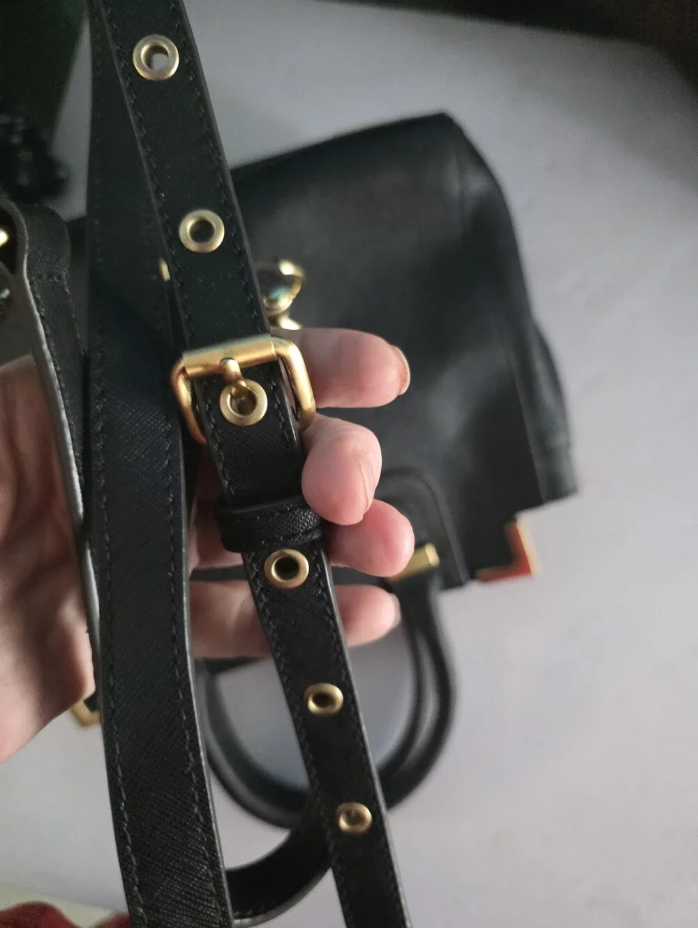 New Rebecca Minkoff Black Studded Satchel Handbag with Gold Accents